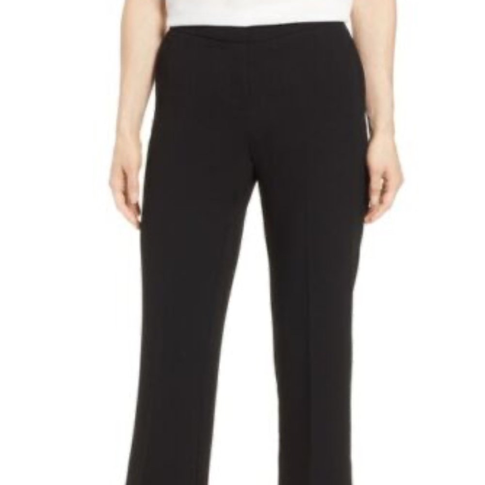 Vince Camuto Black Crape Dress Pants Elastic Waist Light Sheerness w 2% Spandex
